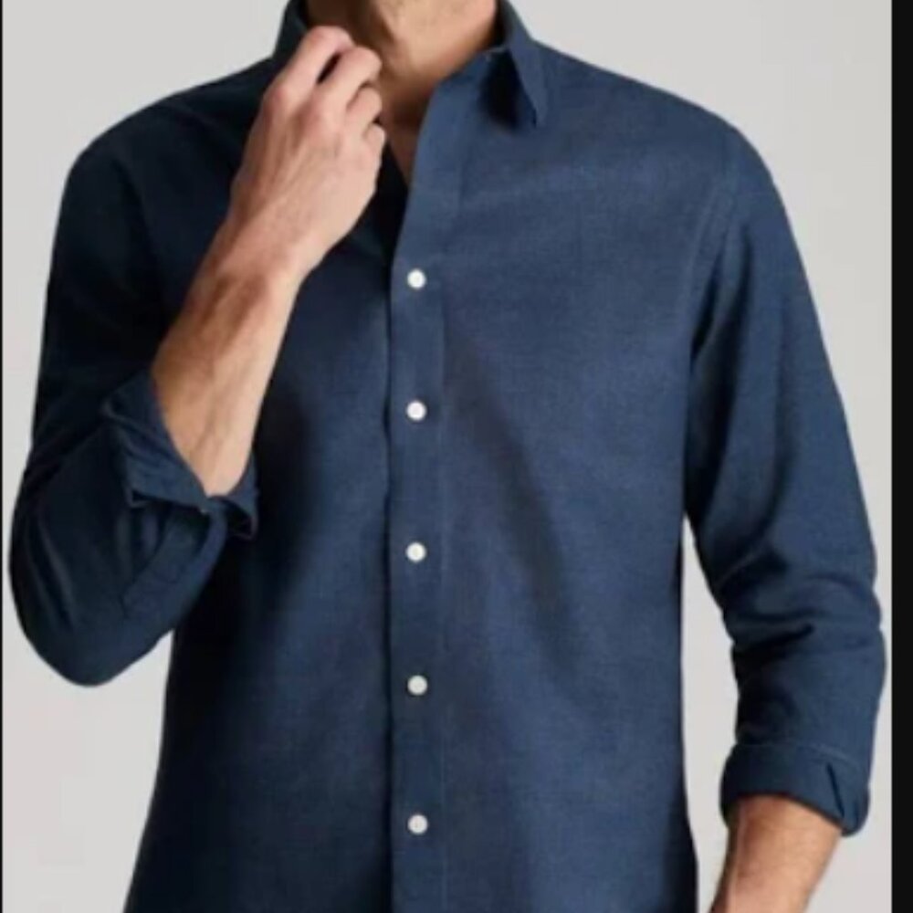 Wrinkle-Free Veneto Shirt Grey/Blue Large Relaxed Fit